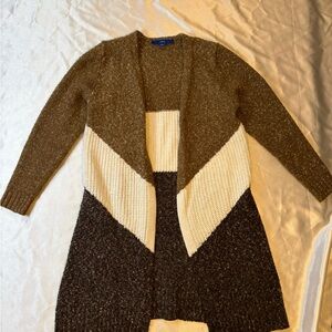 Apt. 9 Brown and Cream Chevron Cardigan